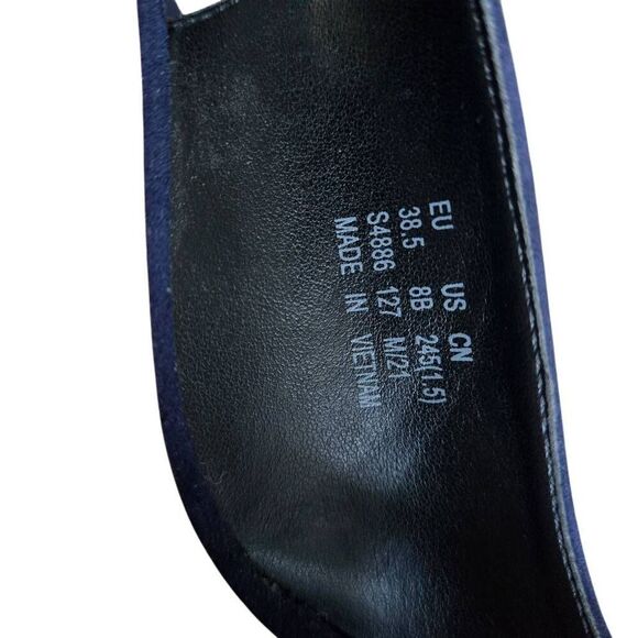 Stuart Weitzman Jean Blue Suede Slingback Cork Wedge Heel Sandal Size 8 - Picture 14 of 14